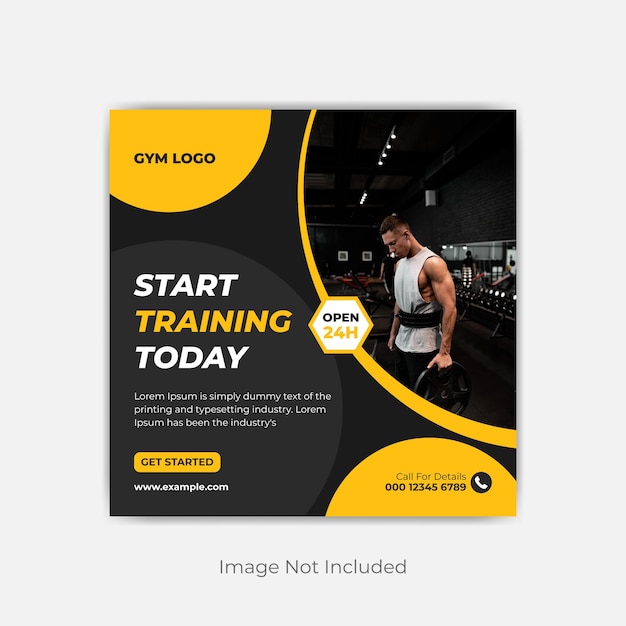 Fitness gym social media post and web banner