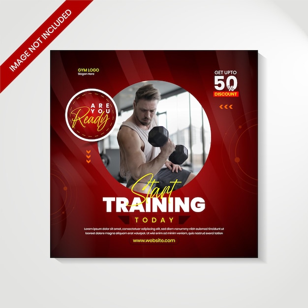 Fitness gym social media and web banner or instagram promotion post template