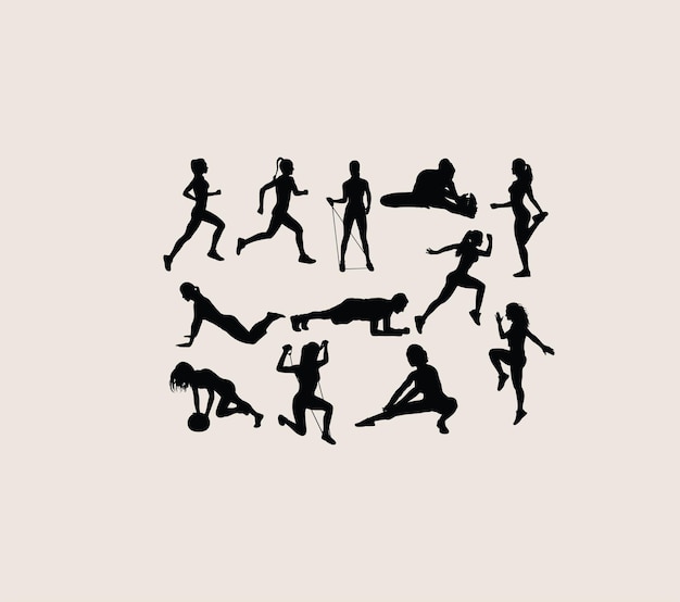 Fitness Gym Sport Activity Silhouettes art vector design