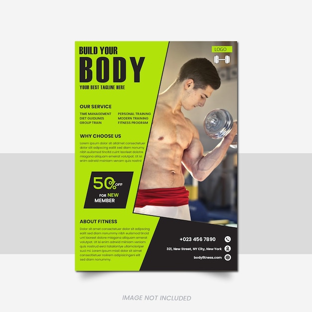 Vector fitness gym sports flyer poster template