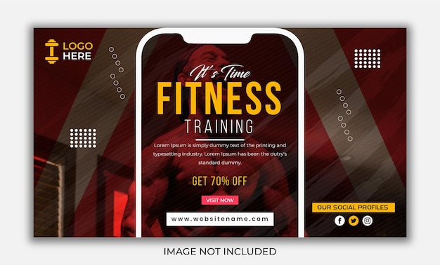 Fitness gym training class thumbnail design Video cover photo template for social media