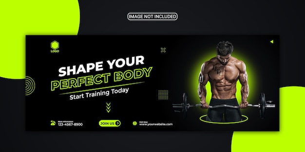 Fitness gym training Facebook cover and web banner template design