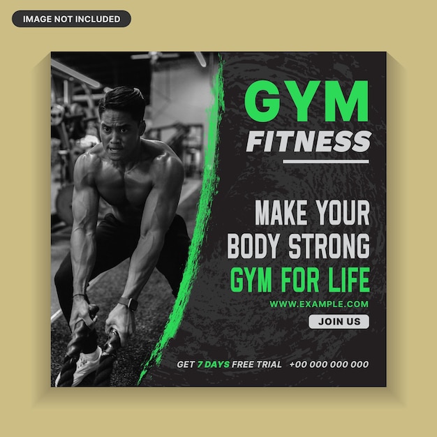 Fitness gym training social media post, instagram post, gym flyer