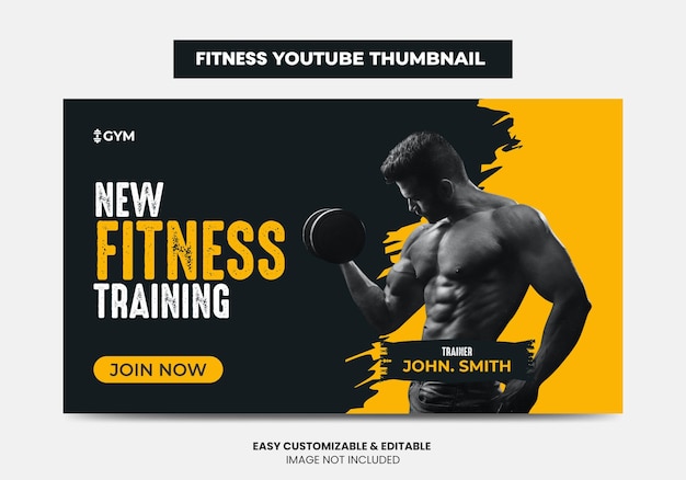 Fitness gym training youtube thumbnail design and web banner Gym agency video thumbnail