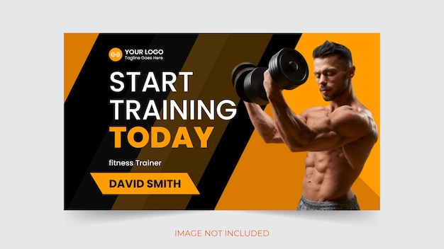 Fitness gym youtube thumbnail and web banner template Premium Vector