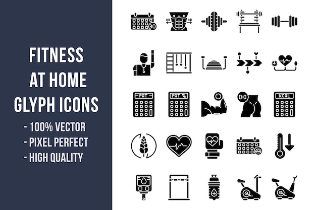 Fitness at Home Glyph Icons