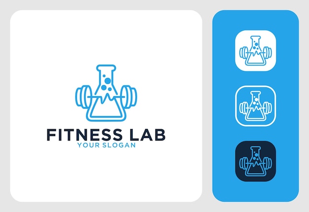 Fitness laboratory line art logo design