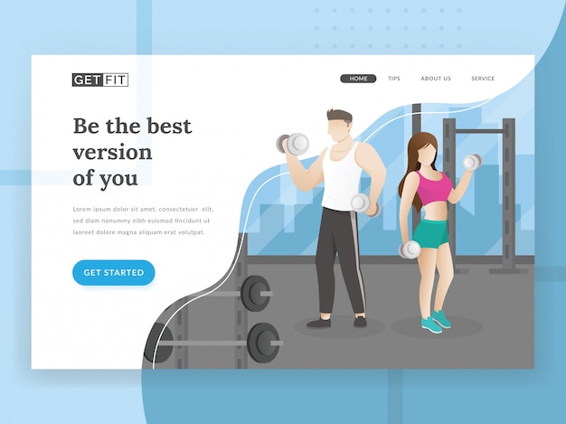 Vector fitness landing page template