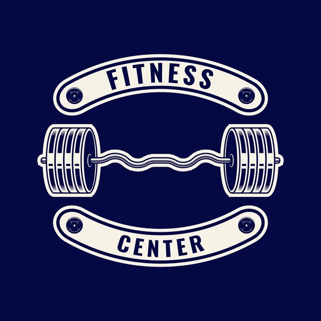 Fitness Logo Retro Style Good For Fitness Logo Gym Logo Dumbbell with chain