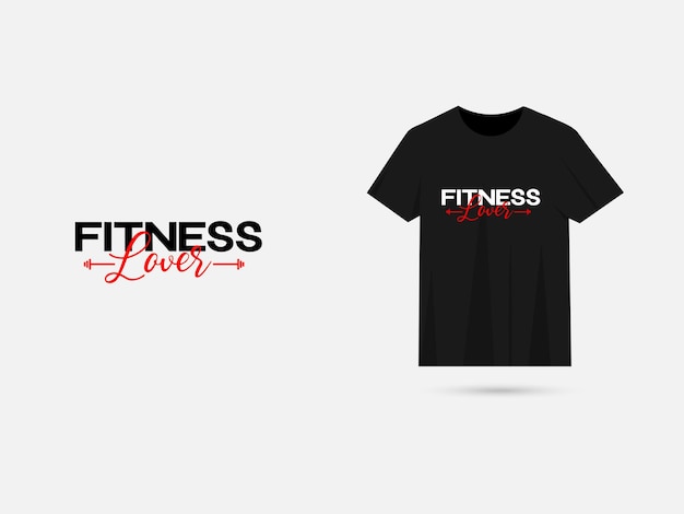 Vector fitness lover typography gym t shirt design with black color tshirt