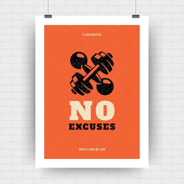 Fitness motivation poster retro typographic quote design template