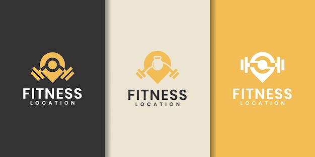 Fitness pin template logo design collection - vector