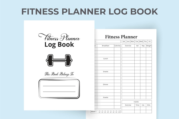 Fitness planner logbook KDP interior Daily exercise notebook and meal planner template KDP interior journal Fitness planner journal with daily meal planner notebook KDP interior