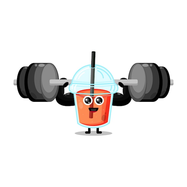 Fitness plastic juice cup character cute logo