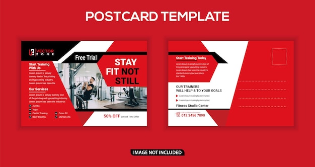 Fitness postcard design template vector