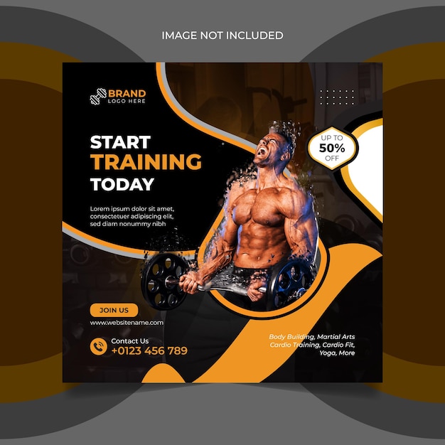 Fitness social media post or flyer design template Premium Vector