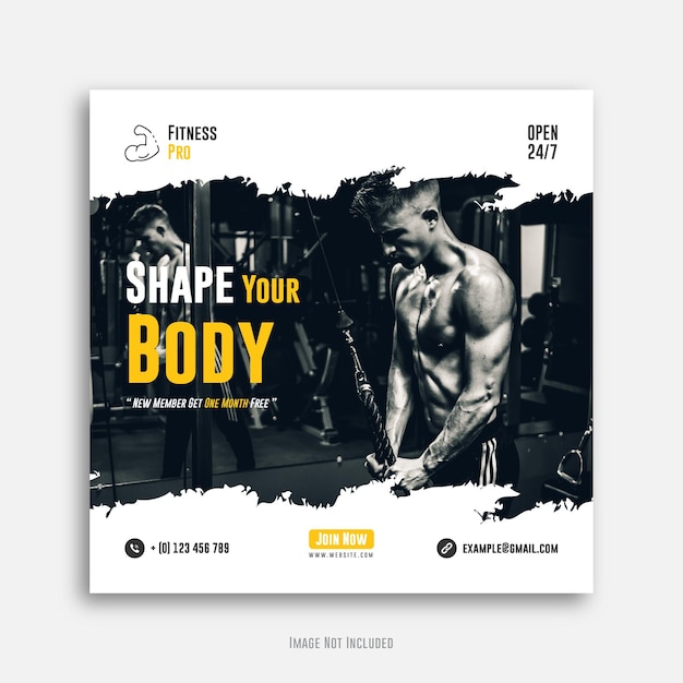 Fitness Social Media Post Or Gym Web BannerTemplate