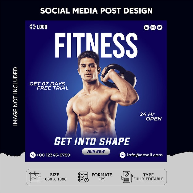 Fitness Social Media Post Template Design