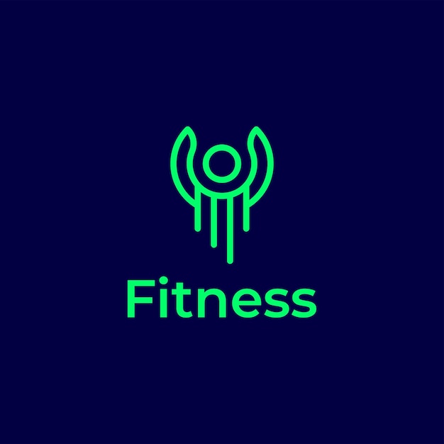 Fitness sport people line art outline logo icon