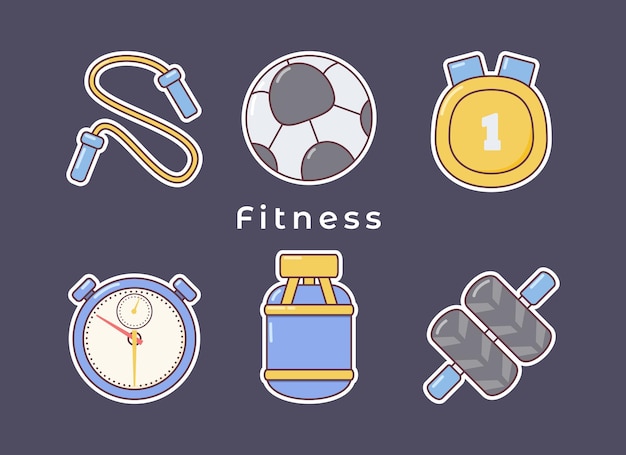 Vector fitness stickers icon vector collection