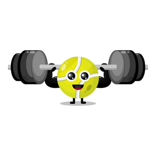 Fitness tennis ball cute character mascot