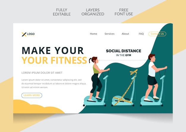 Fitness training center gym landing page banner