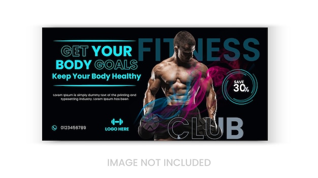 fitness training and gym workout Facebook timeline cover or social media web signboard banner