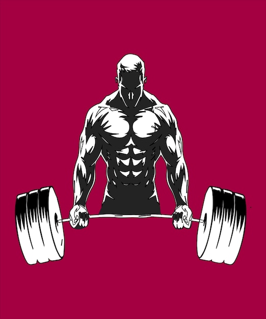 Fitness vector art of a man lifting a barbell with the words bodybuilder on it