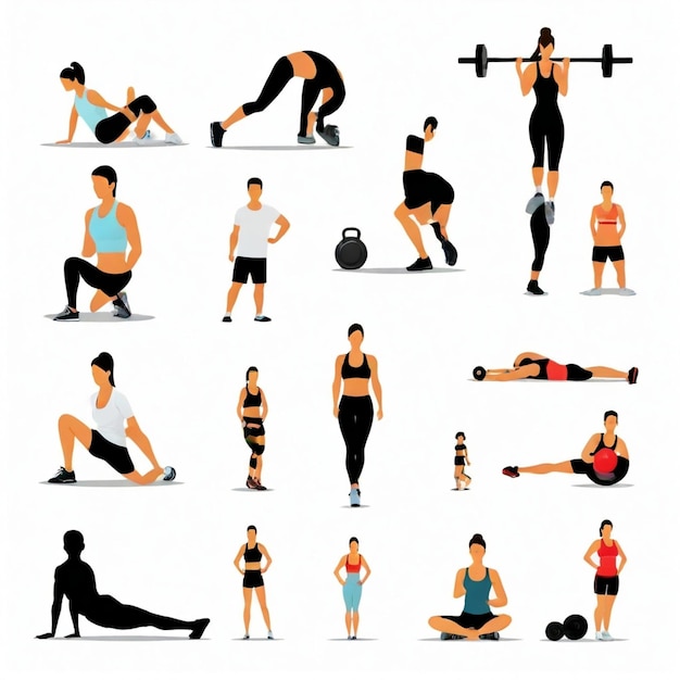 Vector fitness vector set white background isolated a high qualit