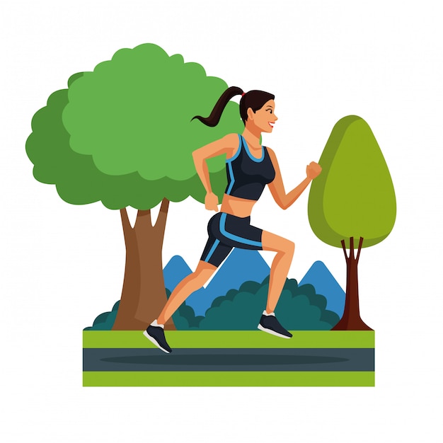 Fitness woman running at park 