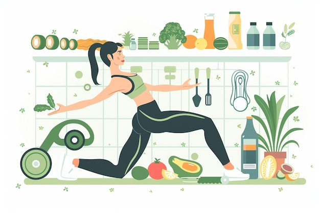 Vector fitness woman vector illustration