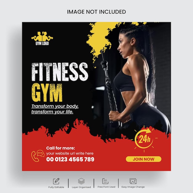 Fitness workout instagram post or social media post banner template design