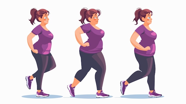 Vector fitness workout for overweight women to lose weight healthy exercise for fat women stock photo