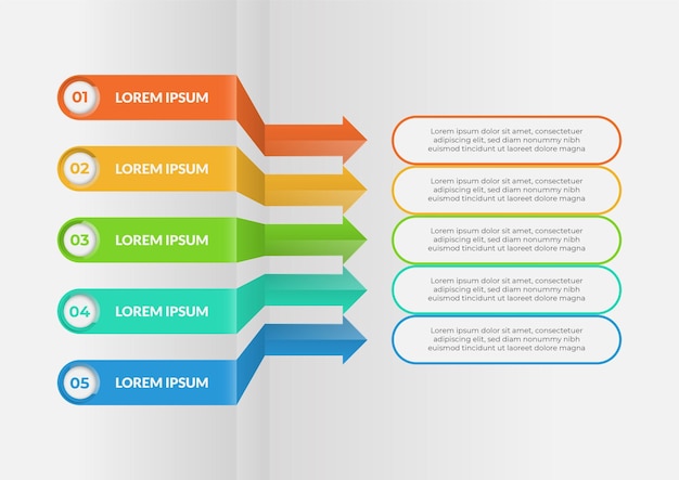 Five arrows infographic elements Business template for presentation