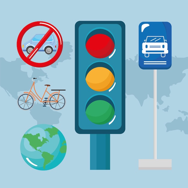 Five car free day icons