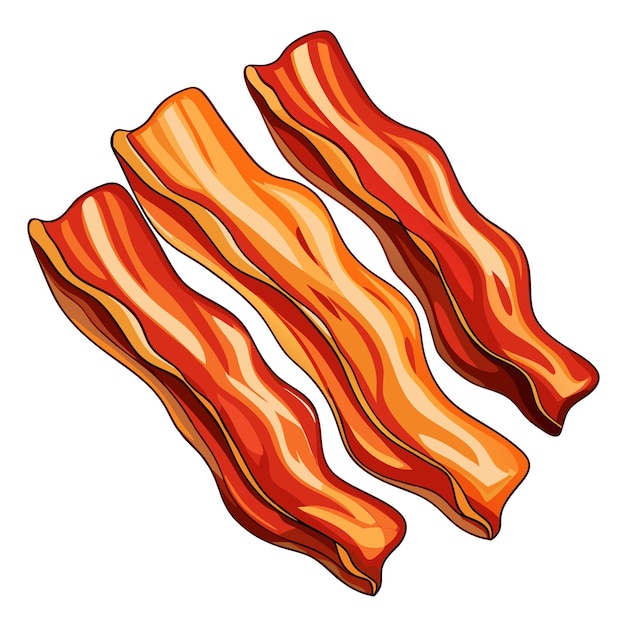 Vector five crispy bacon strips isolated on transparent background highquality ingredient for breakfast o