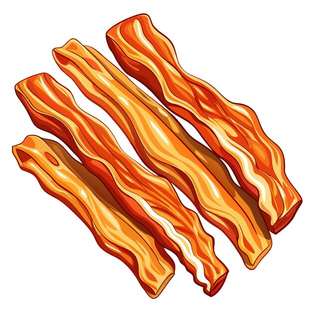 Vector five crispy strips of golden brown bacon perfectly cooked and isolated on a transparent background