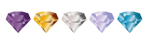 Five diamonds on white background