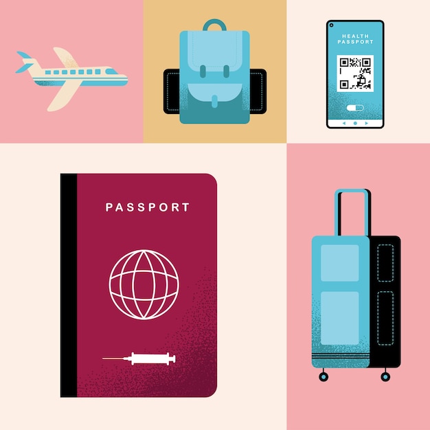 Five health passport icons