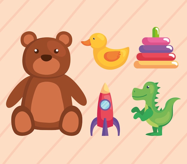 Five kids toys icons