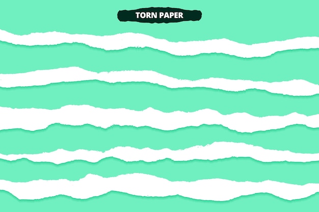 Five long piece of torn papers Light Greenish Blue background new design