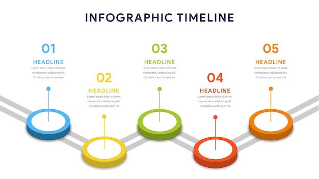 FIve Options Infographics for steps, timeline, workflow