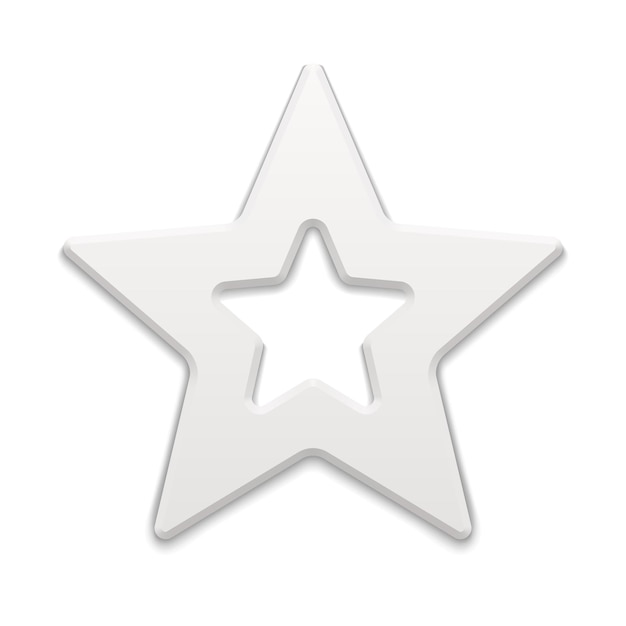 Five pointed white star 3d vector illustration