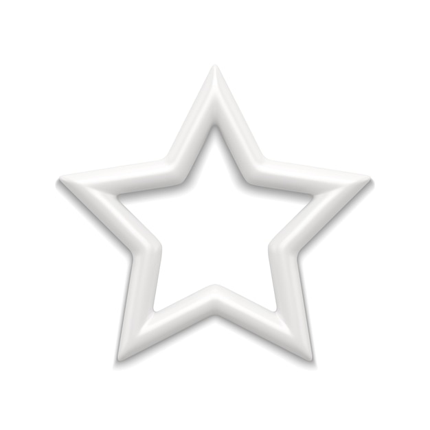 Five pointed white star 3d vector illustration