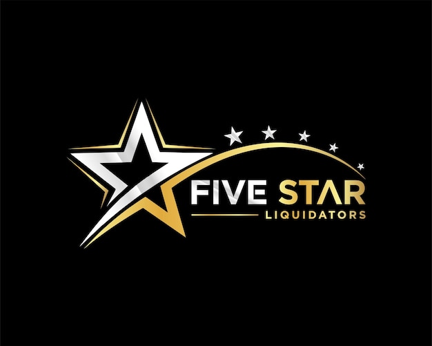 Five star logo concept red and metalic color