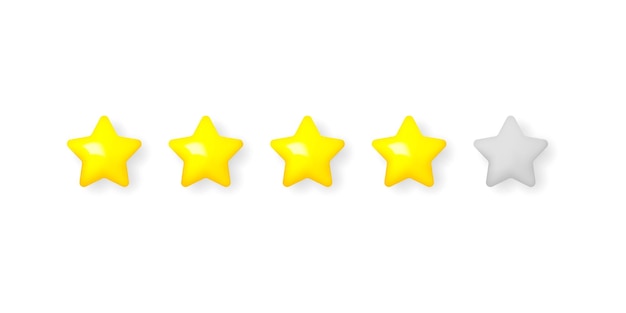 Five star rating badge The concept of rating from the user Isolated cartoon stars on a white background