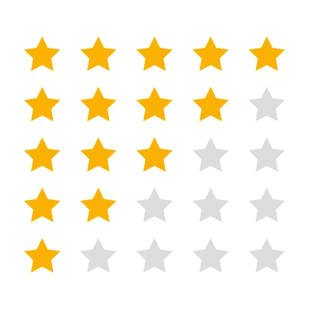 Five stars customer product rating. Flat icon for apps and websites.