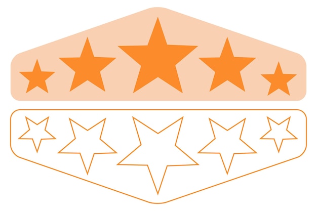 Five stars different size flat and outline Feedback customer rating review icon