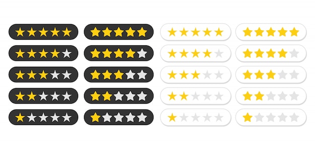 Five stars rating icon. Rate status level for app.