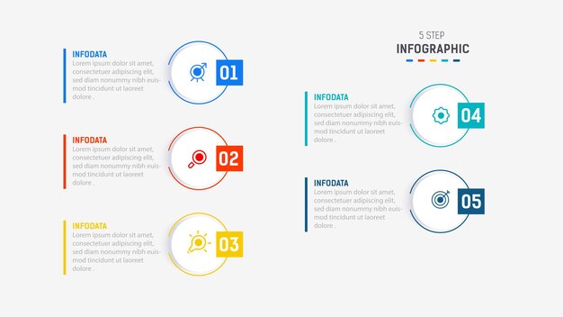 Vector five step infographic design element template for presentation info graphic illustration